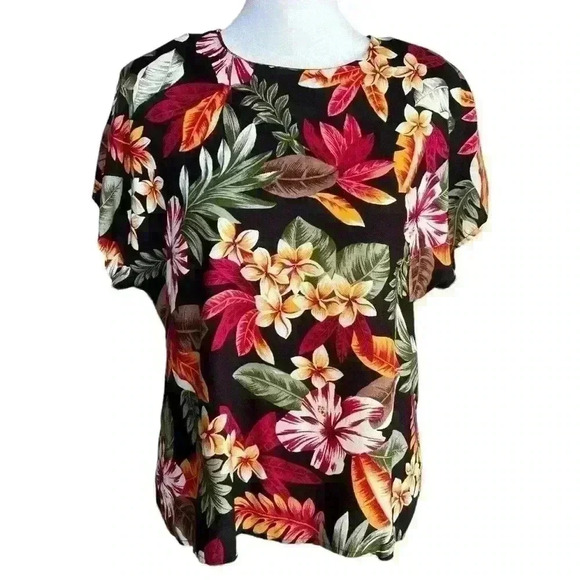 Vintage Jaclyn Sport Tropical Print Blouse Shirt 90s - Picture 2 of 8